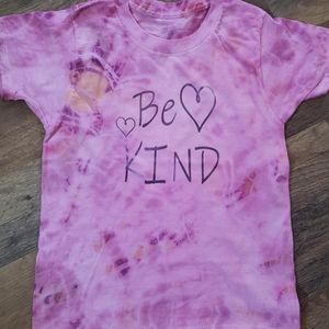 Child pink&orange tie dyed. Short sleeve cotton t-shirt. 4/5t. NWOT. "BE KIND"